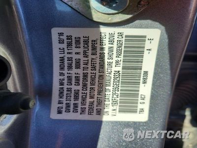 Zdjęcie 12 z 12 samochodu: 2016 HONDA CIVIC LX VIN:19XFC2F55GE029334 - miniatura
