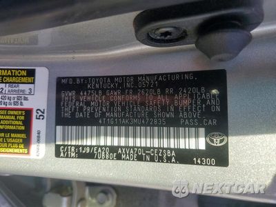 Zdjęcie 12 z 12 samochodu: 2021 TOYOTA CAMRY SE VIN:4T1G11AK3MU472835 - miniatura