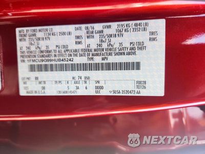 Zdjęcie 13 z 13 samochodu: 2017 FORD ESCAPE SE VIN:1FMCU9G99HUB45242 - miniatura