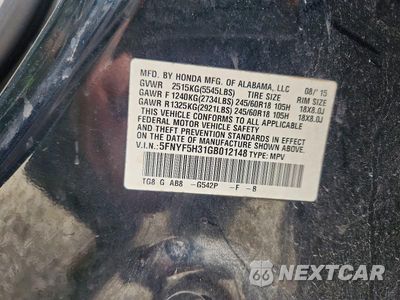 Zdjęcie 13 z 13 samochodu: 2016 HONDA PILOT EX VIN:5FNYF5H31GB012148 - miniatura
