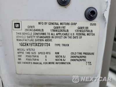 Zdjęcie 12 z 12 samochodu: 1999 CHEVROLET SILVERADO K1500 VIN:1GCEK19T3XZ201724 - miniatura