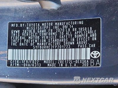 Zdjęcie 13 z 13 samochodu: 2015 TOYOTA COROLLA S PLUS VIN:5YFBURHE2FP201723 - miniatura