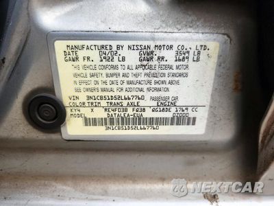 Zdjęcie 12 z 12 samochodu: 2002 NISSAN SENTRA XE VIN:3N1CB51D52L667760 - miniatura