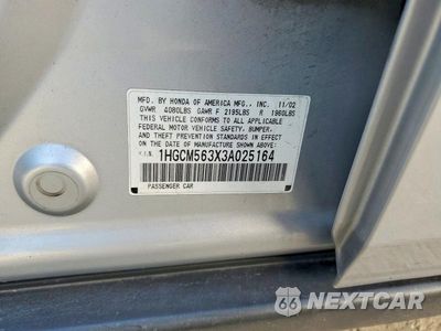Zdjęcie 12 z 12 samochodu: 2003 HONDA ACCORD LX VIN:1HGCM563X3A025164 - miniatura