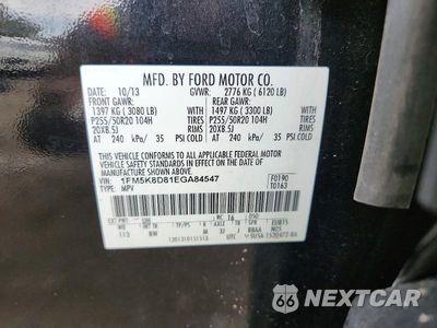 Zdjęcie 13 z 13 samochodu: 2014 FORD EXPLORER XLT VIN:1FM5K8D81EGA84547 - miniatura