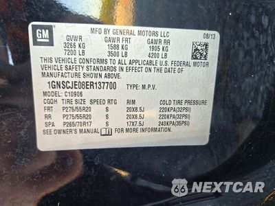 Zdjęcie 13 z 13 samochodu: 2014 CHEVROLET SUBURBAN C1500 LT VIN:1GNSCJE08ER137700 - miniatura