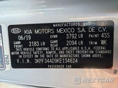 Zdjęcie 12 z 12 samochodu: 2019 KIA FORTE S VIN:3KPF34AD9KE134624 - miniatura