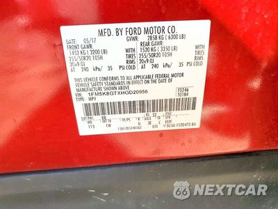 Zdjęcie 13 z 13 samochodu: 2017 FORD EXPLORER SPORT VIN:1FM5K8GTXHGD20956 - miniatura
