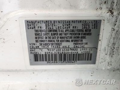 Zdjęcie 12 z 12 samochodu: 2021 NISSAN SENTRA SV VIN:3N1AB8CV1MY280627 - miniatura