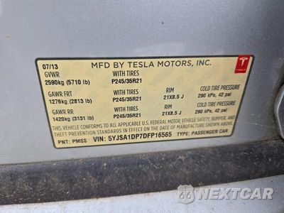 Zdjęcie 13 z 13 samochodu: 2013 TESLA MODEL S P85 VIN:5YJSA1DP7DFP16565 - miniatura