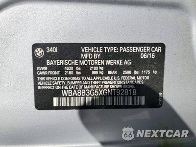 Zdjęcie 12 z 12 samochodu: 2016 BMW 340I VIN:WBA8B3G5XGNT92818 - miniatura