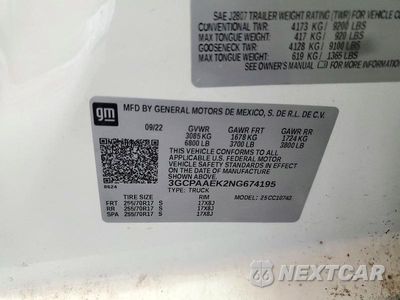 Zdjęcie 12 z 12 samochodu: 2022 CHEVROLET SILVERADO C1500 VIN:3GCPAAEK2NG674195 - miniatura