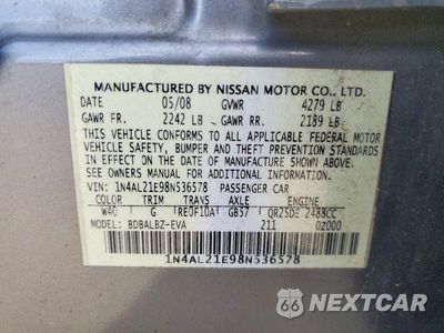 Zdjęcie 12 z 12 samochodu: 2008 NISSAN ALTIMA VIN:1N4AL21E98N536578 - miniatura