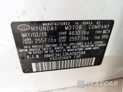 Zdjęcie 12 z 12 samochodu: 2019 HYUNDAI SONATA HYBRID LIMITED VIN:KMHE34L33KA092594 - miniatura
