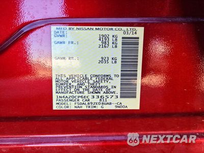 Zdjęcie 13 z 13 samochodu: 2014 NISSAN LEAF S VIN:1N4AZ0CP6EC336573 - miniatura