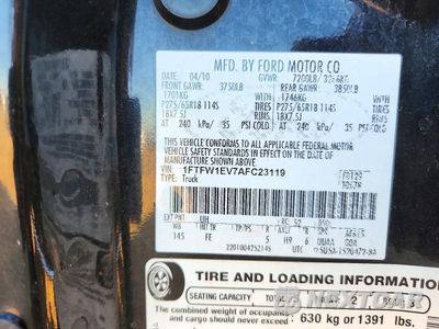 Zdjęcie 12 z 12 samochodu: 2010 FORD F150 SUPERCREW VIN:1FTFW1EV7AFC23119 - miniatura