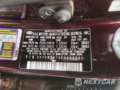 Zdjęcie 13 z 13 samochodu: 2014 KIA SORENTO BASE VIN:5XYKWDA74EG453890 - miniatura
