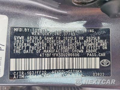 Zdjęcie 12 z 12 samochodu: 2013 TOYOTA CAMRY SE VIN:4T1BF1FK5DU286606 - miniatura