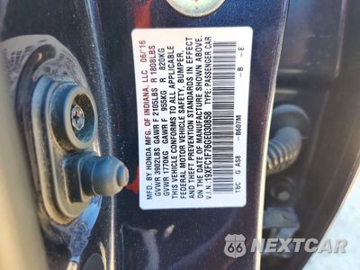 Zdjęcie 13 z 13 samochodu: 2016 HONDA CIVIC EXL VIN:19XFC1F76GE030858 - miniatura