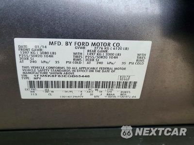 Zdjęcie 12 z 12 samochodu: 2014 FORD EXPLORER LIMITED VIN:1FM5K8F83EGB65448 - miniatura
