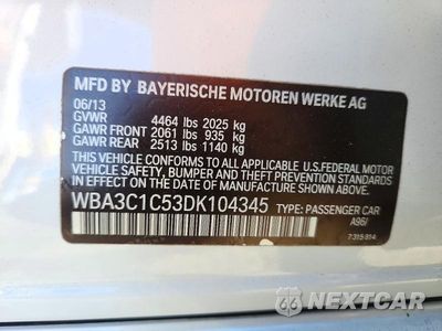 Zdjęcie 12 z 12 samochodu: 2013 BMW 328 I SULEV VIN:WBA3C1C53DK104345 - miniatura