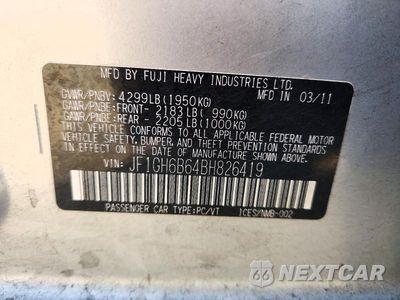 Zdjęcie 13 z 13 samochodu: 2011 SUBARU IMPREZA 2.5I PREMIUM VIN:JF1GH6B64BH826419 - miniatura