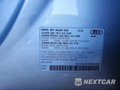 Zdjęcie 13 z 13 samochodu: 2021 AUDI E-TRON PREMIUM VIN:WA1AAAGEXMB019524 - miniatura
