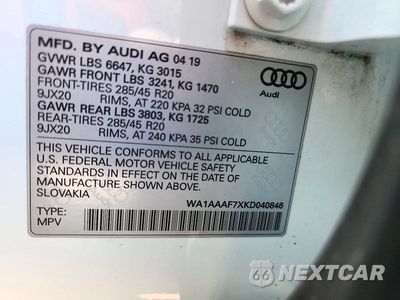 Zdjęcie 13 z 13 samochodu: 2019 AUDI Q7 PREMIUM VIN:WA1AAAF7XKD040846 - miniatura