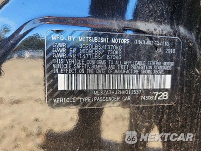 Zdjęcie 12 z 12 samochodu: 2017 MITSUBISHI MIRAGE ES VIN:ML32A3HJ2HH011537 - miniatura