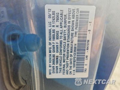 Zdjęcie 12 z 12 samochodu: 2012 HONDA CIVIC LX VIN:19XFB2F51CE355614 - miniatura