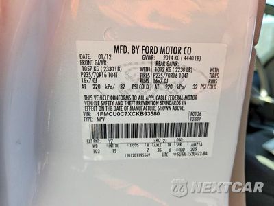 Zdjęcie 13 z 13 samochodu: 2012 FORD ESCAPE XLS VIN:1FMCU0C7XCKB93580 - miniatura