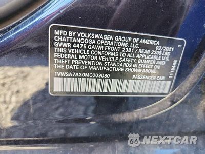 Zdjęcie 12 z 12 samochodu: 2021 VOLKSWAGEN PASSAT SE VIN:1VWSA7A30MC009080 - miniatura