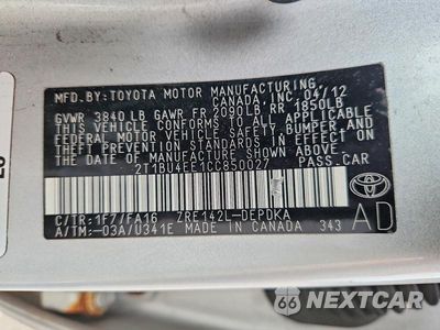 Zdjęcie 12 z 12 samochodu: 2012 TOYOTA COROLLA L VIN:2T1BU4EE1CC850027 - miniatura