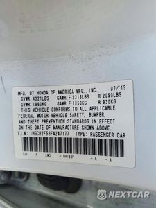 Zdjęcie 13 z 13 samochodu: 2015 HONDA ACCORD SPORT VIN:1HGCR2F53FA247177 - miniatura