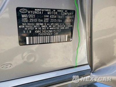 Zdjęcie 12 z 12 samochodu: 2021 HYUNDAI SONATA SEL VIN:KMHL14JA2MA151717 - miniatura