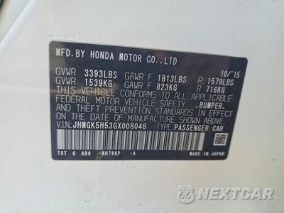 Zdjęcie 12 z 12 samochodu: 2016 HONDA FIT LX VIN:JHMGK5H53GX008048 - miniatura