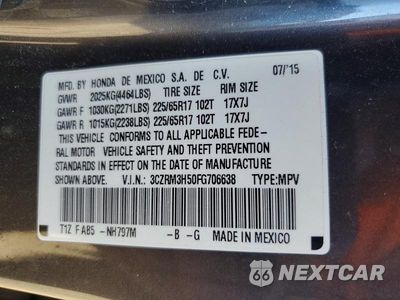 Zdjęcie 12 z 12 samochodu: 2015 HONDA CR-V EX VIN:3CZRM3H50FG706638 - miniatura