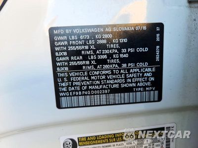 Zdjęcie 12 z 12 samochodu: 2016 VOLKSWAGEN TOUAREG SPORT VIN:WVGEF9BP4GD002397 - miniatura