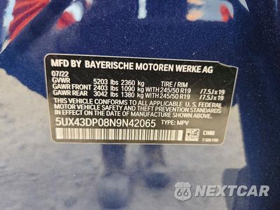 Zdjęcie 12 z 12 samochodu: 2022 BMW X3 SDRIVE30I VIN:5UX43DP08N9N42065 - miniatura