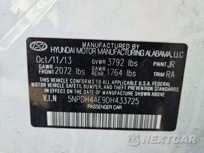 Zdjęcie 12 z 12 samochodu: 2013 HYUNDAI ELANTRA GLS VIN:5NPDH4AE9DH433725 - miniatura