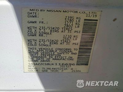 Zdjęcie 13 z 13 samochodu: 2020 NISSAN MURANO SL VIN:5N1AZ2CS8LN116696 - miniatura