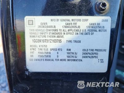 Zdjęcie 12 z 12 samochodu: 2000 CHEVROLET SILVERADO K1500 VIN:1GCEK19T3YZ163705 - miniatura