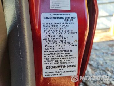 Zdjęcie 13 z 13 samochodu: 1998 ISUZU RODEO S VIN:4S2CM58W8W4344866 - miniatura