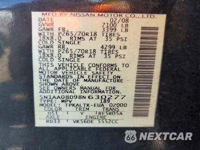 Zdjęcie 13 z 13 samochodu: 2008 NISSAN ARMADA SE VIN:5N1AA08D98N630277 - miniatura