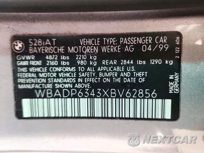 Zdjęcie 12 z 12 samochodu: 1999 BMW 528 IT AUTOMATIC VIN:WBADP6343XBV62856 - miniatura