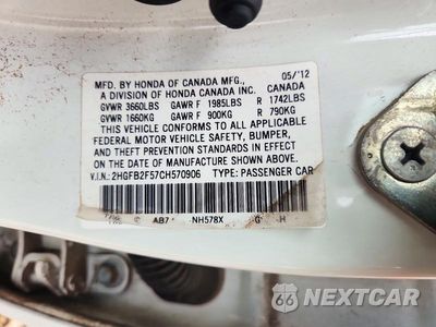 Zdjęcie 12 z 12 samochodu: 2012 HONDA CIVIC LX VIN:2HGFB2F57CH570906 - miniatura