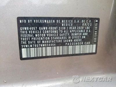 Zdjęcie 12 z 12 samochodu: 2022 VOLKSWAGEN JETTA S VIN:3VWCM7BU7NM034464 - miniatura