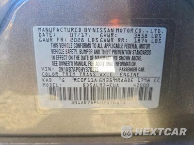 Zdjęcie 13 z 13 samochodu: 2017 NISSAN SENTRA SR VIN:3N1AB7AP6HY370375 - miniatura