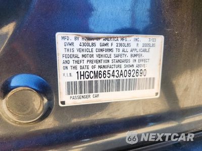 Zdjęcie 12 z 12 samochodu: 2003 HONDA ACCORD EX VIN:1HGCM66543A092690 - miniatura