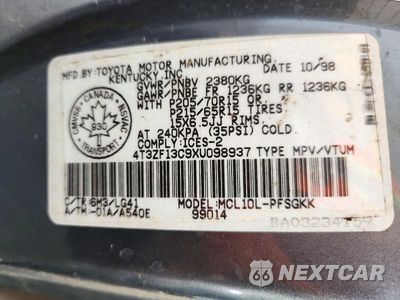 Zdjęcie 13 z 13 samochodu: 1999 TOYOTA SIENNA VIN:4T3ZF13C9XU098937 - miniatura